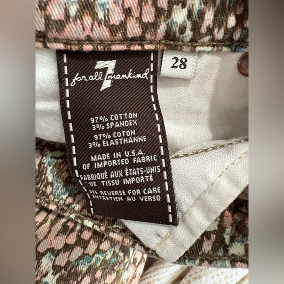7 For all Mankind the skinny jeans in mosaic snake print size 28 pastel - Picture 10 of 16